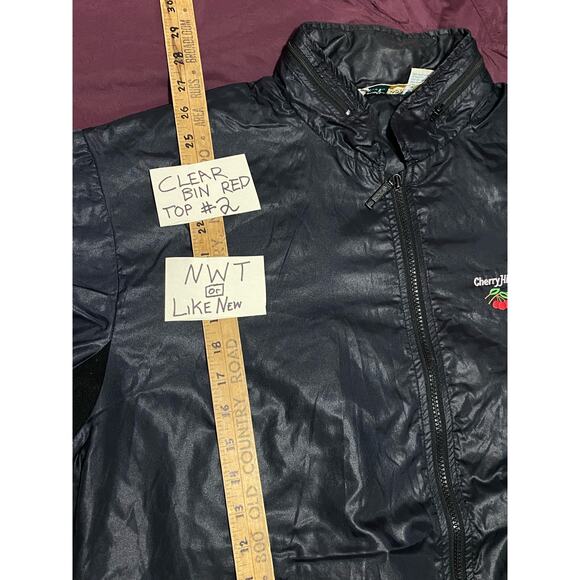 VTG 1980s BLK IZOD Club Cherry Hills Club Windbreaker Jacket Zip Up Hooded Sz XL - Picture 5 of 12
